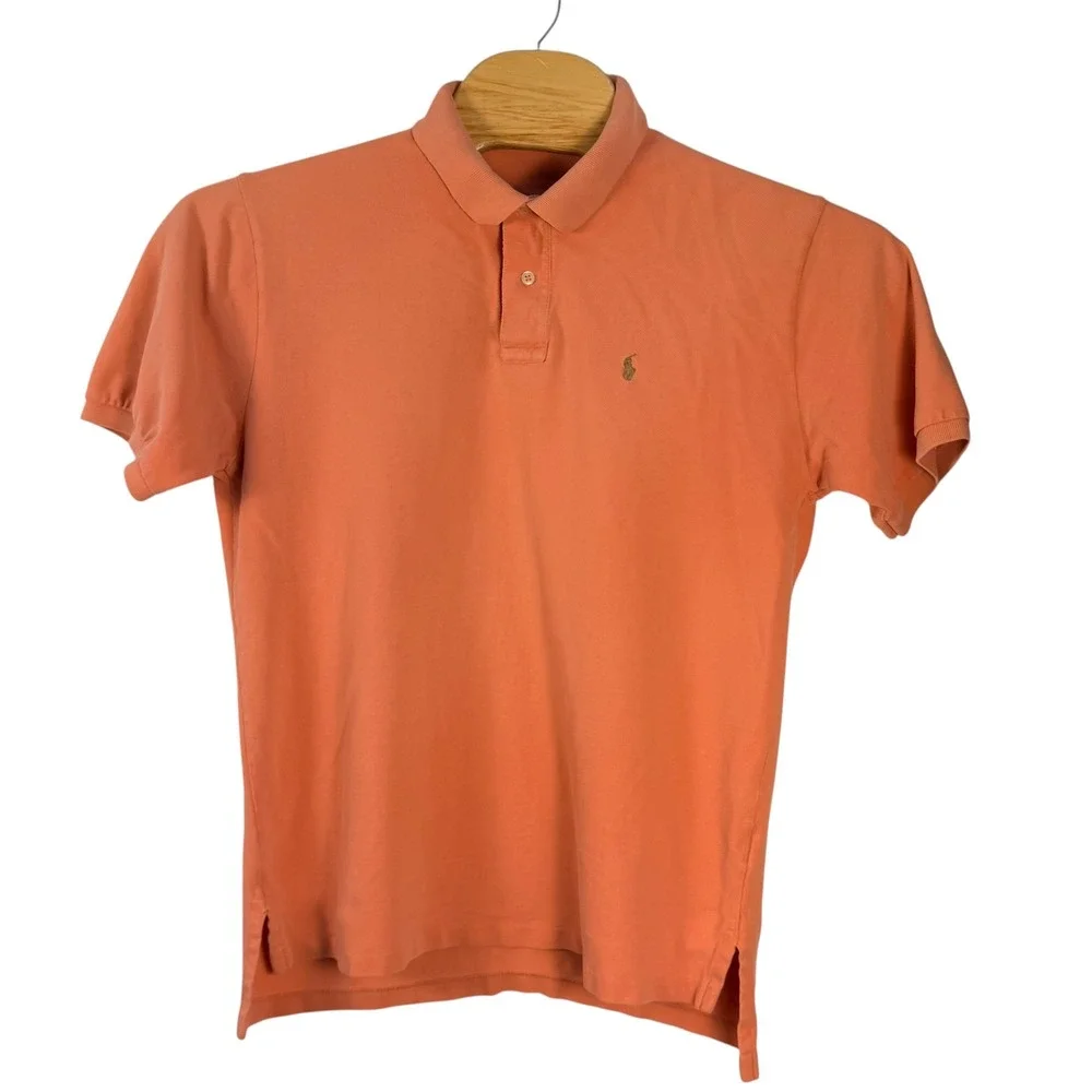 Polo Ralph Lauren Polo Shirt Mens L Orange Peach Classic Pique Cotton Golf Pony